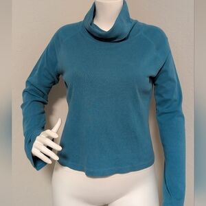 The Limited Cowl Neck Long Sleeves Blue Large Top